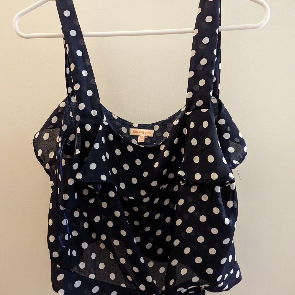 Dollhouse Navy Polka Dot Blouse